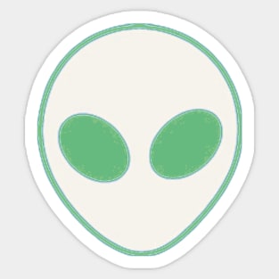 Big Green Eyed Aliens Head Sticker